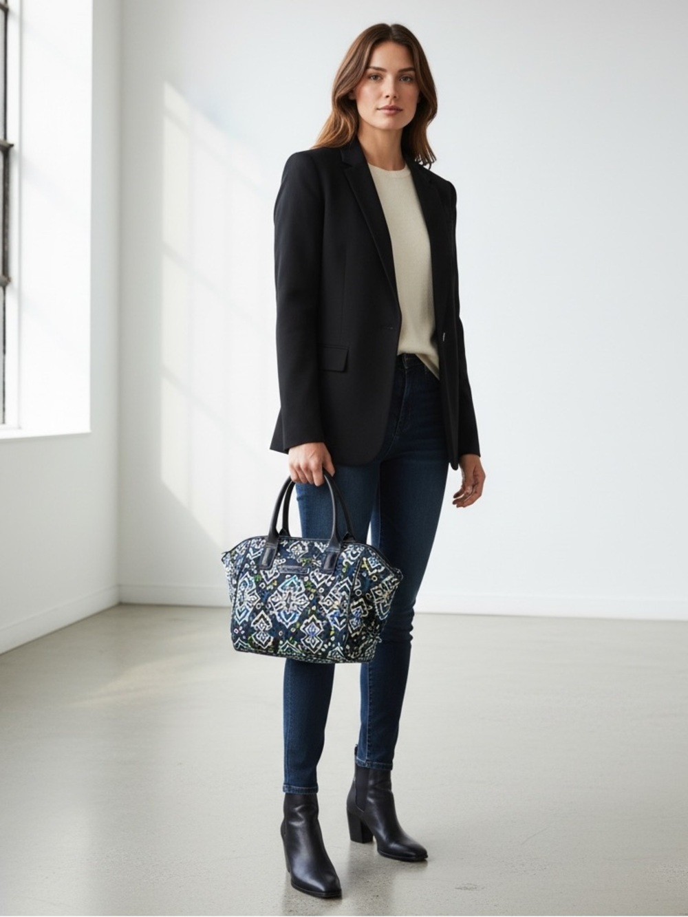 Vera Bradley Signature Print Trapeze Tote/Satchel  - Ink Blue